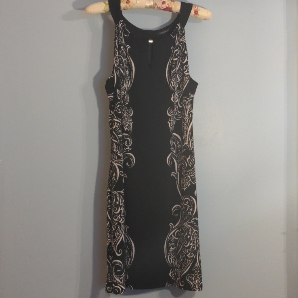 WHBM L black sleeveless knit dress